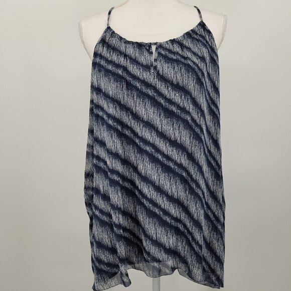Lucky Brand Navy Blue Stripe Woven Keyhole Tank Top - Picture 2 of 10